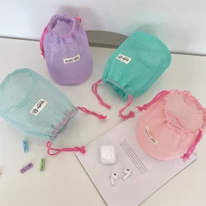 Mesh Large Capacity Drawstring Bags Women Cosmetic Bag Portable Wash Makeup Bag Travel Organizer Packaging Pouch Handbags