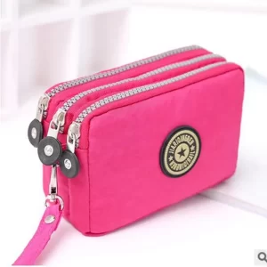 New Fashion Big Capacity Women Wallet Make-up Bag Coin Purse Mini Bag with Three Zipped Portable Women Wallets Phone Pouch