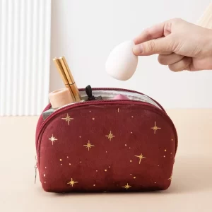 Large Capacity Velvet Makeup Bag Ladies Small Velvet Fabric Storage Bag Simple Portable Lipstick Cosmetic Organizer Clutch Bag