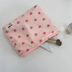 Pink Love Women Cosmetic Bag Makeup Zipper Bags Travel Organizer Toiletry Pouch for Girls
