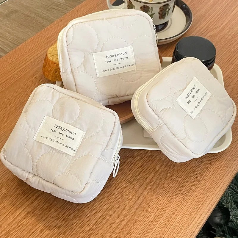 Cotton Cute Korean Coin Make Up Bag Jewelry Organizer Makeup Pouch Case Small Cosmetic Bags Women Sanitary Napkin Storage Bags