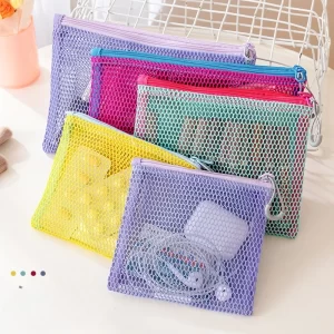 Mesh Travel Cosmetic Bag Portable Makeup Storage Bag Purses Women Large Capacity Zipper Make Up Organizer Storage Clutch