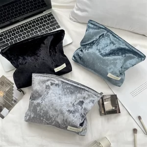 Velvet Cosmetic Bag Large Capacity Women Toiletries Organizer Zipper Makeup Bag Clutch Purse Travel Girl Cosmetics Storage Bag