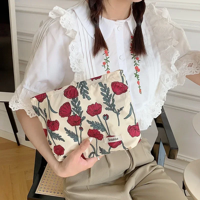 Fashion Vintage Floral Makeup Pouch Cosmetic Bag Organizer Wash Bag for Daily Clutch Storage Makeup Travel Toiletries Bathroom - Image 3
